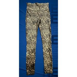 Spanx Faux Leather Leopard Print Leggings Gold Black Metallic 20270R Small